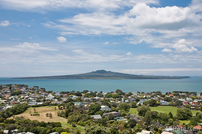 Blick vom Mount Victoria auf Rangitoto Island - Auckland