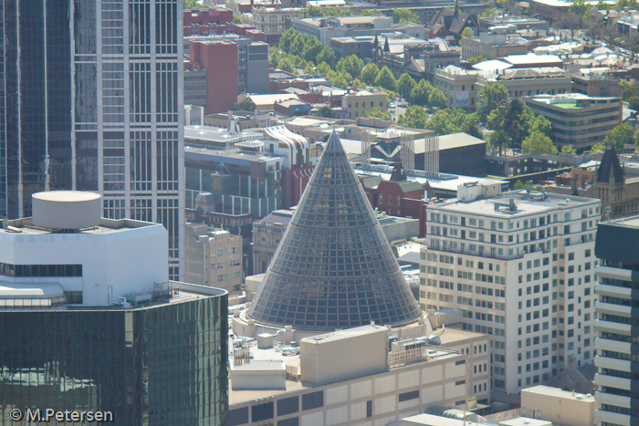 Blick von den Rialto Towers auf das Einkaufszentrum Melbourne Central - Melbourne