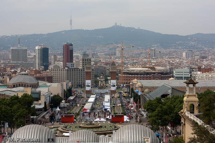 Blick vom Museu Nacional d'Art de Catalunya
 auf die Plaça d'Espanya